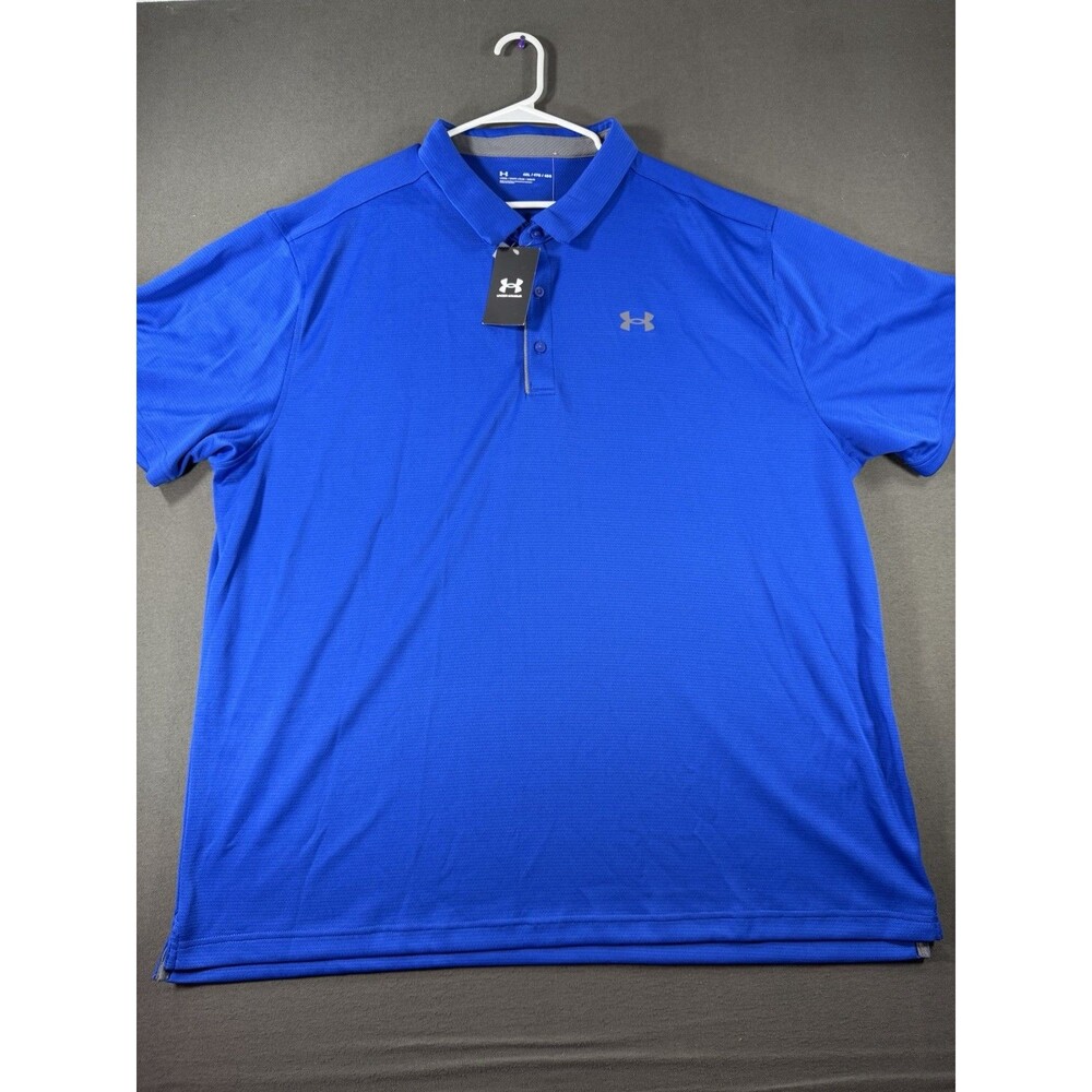 Under Armour Tech Polo Shirt Mens 4XL Blue Short Sleeve Loose Fit Golf Perform